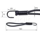 BannaBungee fém kampós ponyvarögzítő gumi (15 cm, fekete)