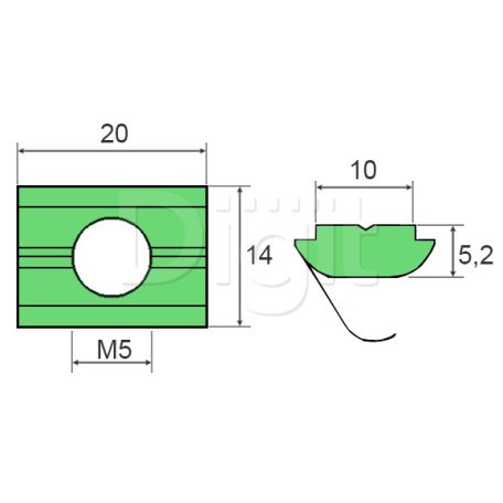 T-slot nut with spring M5
